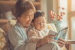 © Breezze - Tender moment of a grandparent sharing a magazine with a grandchild, symbolizing knowledge transfer across generations