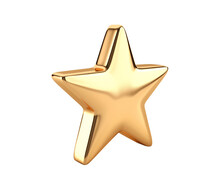 A Gold Star Carved And Isolated On A White Background