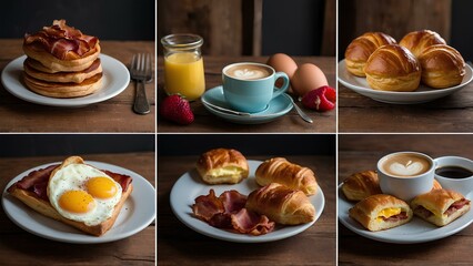 breakfast with coffee and croissant