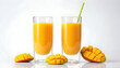 glass of mango juice isolated on a white background
