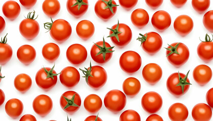 Wall Mural - Fresh cherry tomatoes isolated on white background