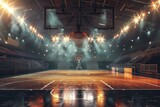 Fototapeta Fototapety sport - Basketball ball arena. Rubber score winner. Generate Ai