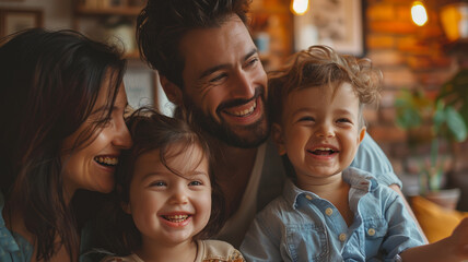 Wall Mural - Family enjoying time at home.