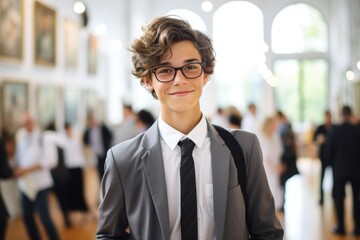 Wall Mural - A young man in a suit and tie posing for a picture