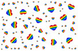 multicolored hearts pattern on white background