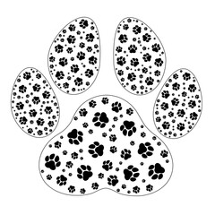 Wall Mural - paw design with small silhouettes inside