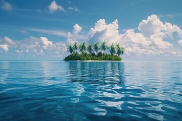 Sticker - A scenic view of a small island in the middle of the ocean. Perfect for travel brochures or inspirational posters