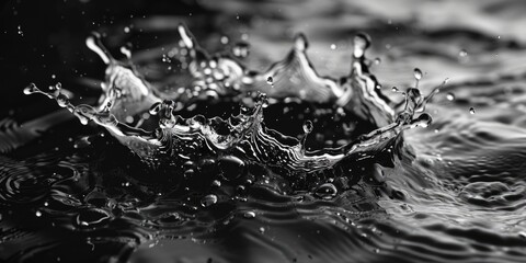 Poster - A striking black and white image of a water splash. Ideal for design projects