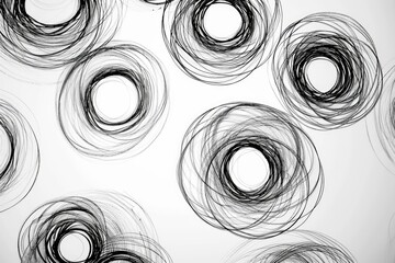 Sticker - Black and white photo of a bunch of circles, suitable for graphic design projects