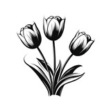 Fototapeta Tulipany - tulip flowers black and white icon сreated with Generative Ai