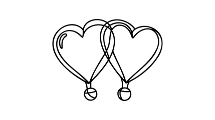 Wall Mural - Air balloon heart shape continuous line drawing. Air balloon minimalist trendy line art. Contour vector illustration.