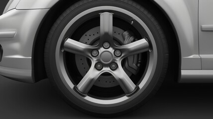 Wall Mural - Detailed view of a tire on a car. Suitable for automotive industry use