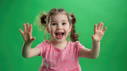 Poster - Cute girl having fun with funny face expression, suitable for children's events and entertainment