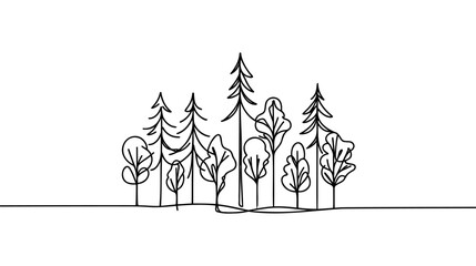 Single one line drawing Forest concept. Continuous line draw design graphic vector illustration.