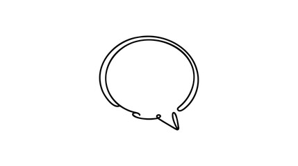 Wall Mural - Continuous one line drawing of speech bubble, Black and white graphics vector minimalist linear illustration made of single line.