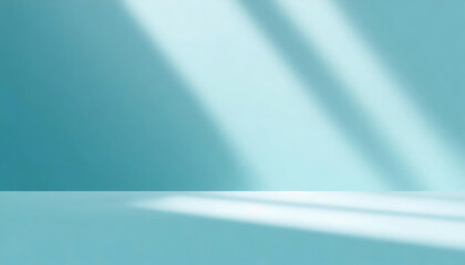 Aufkleber - abstract minimal light grunge blue background for product presentation. Shadow and light from windows on plaster wall.