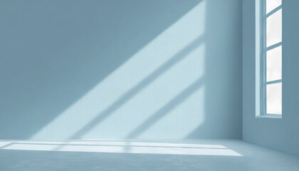 Aufkleber - abstract minimal light grunge blue background for product presentation. Shadow and light from windows on plaster wall.
