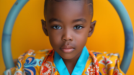 Poster - Bald Child with Colorful Background and Circles