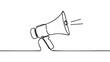Continuous single one line art drawing of megaphone speaker for news and promotion vector illustration.