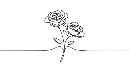 Sticker - Rose flower icon. Continuous one line drawing.