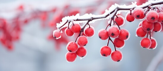 Wall Mural - Red berries clustered on a tree branch