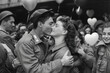 © Outsiderzone - 1945 Victory: Soldier's Embrace Captured in Joyful Crowd Moments