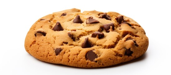 Sticker - Close up image of a chocolate chip cookie on a white surface