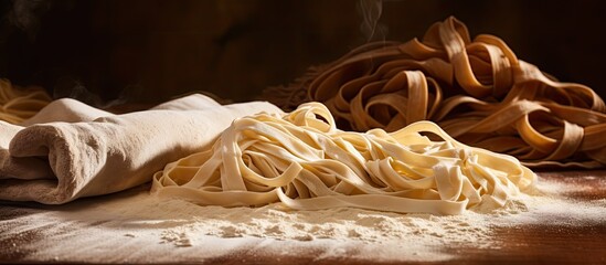 Sticker - Pasta on a table with flour and cloth