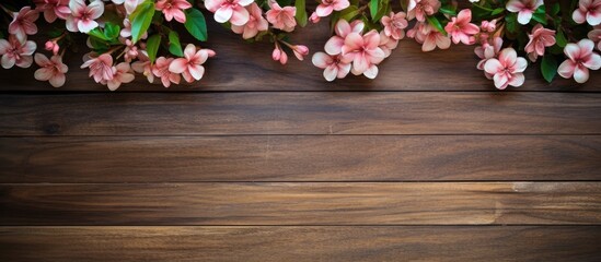 Canvas Print - Pink flowers on a wooden table