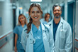 © Outsiderzone - Cheerful medical team in hospital hallway, professional portrait of doctors