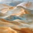 A tranquil stock image showcasing the smooth, flowing dunes of a desert bathed in the soft hues of twilight, evoking a sense of peace and vastness