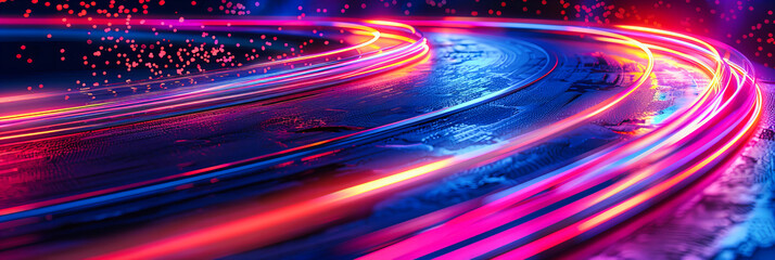 Wall Mural - Vibrant Energy Flow, Abstract Light Streaks and Glowing Lines, Dynamic Motion Background