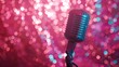 Eurovision microphone with sequin-covered backdrop capturing the glamour and anticipation of the renowned song contest
