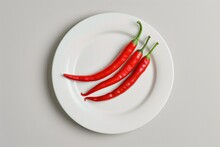 A Group Of Red Peppers On A White Plate