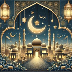 Wall Mural - Eid Mubarak Islamic wallpaper 