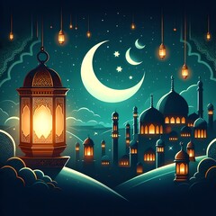 Wall Mural - Eid Mubarak Islamic wallpaper 