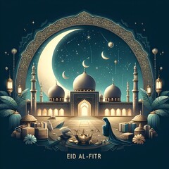 Wall Mural - Eid Mubarak Islamic wallpaper 