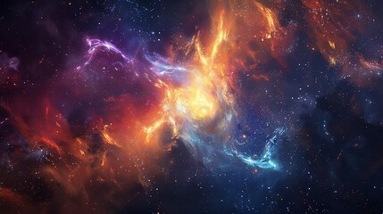 Wall Mural - abstract cosmic background with swirling nebula and stars, digital art
