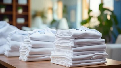 Sticker - Pile of white shirts stacked on top of each other