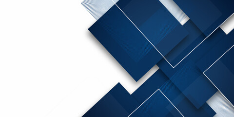 Blue white abstract geometric presentation background with rectangle and square shapes