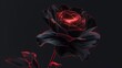 © Bijac - Vantablack rose flower illuminated by neon red light, striking contrast art illustration