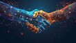 Futuristic digital handshake, symbolizing partnership and collaboration in technology era
