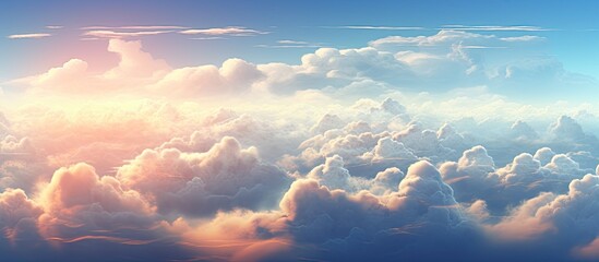 Wall Mural - the sun is breaking through the cumulus clouds in the sky, creating a picturesque natural landscape 