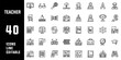 © iconstock - 40 Teacher Icons Set Pack Line Editable Vector Illustration