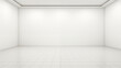 © FlyStun - Pièce complètement blanche en intérieur, vide, avec lumière éblouissante, mur et sol. Ambiance claire, lumineuse. Arrière-plan pour conception et création graphique.