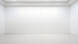 © FlyStun - Pièce complètement blanche en intérieur, vide, avec lumière éblouissante, mur et sol. Ambiance claire, lumineuse. Arrière-plan pour conception et création graphique.