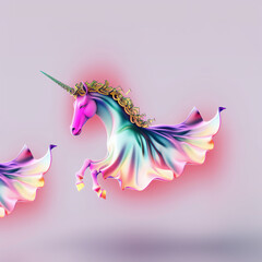 Poster - Bright background with neon unicorn 