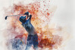 © Olesia Khazova - A dynamic watercolor painting of a golfer in action with a golf club. International Day of Sport for Development and Peace.