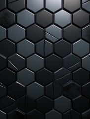 Wall Mural - A black and white tile pattern with hexagons on it. Generative AI.