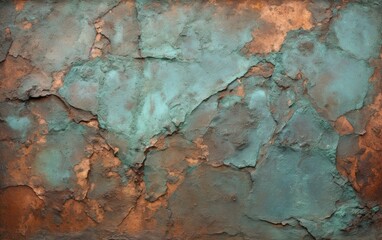 Wall Mural - A rusty and peeling wall with green paint. Generative AI.